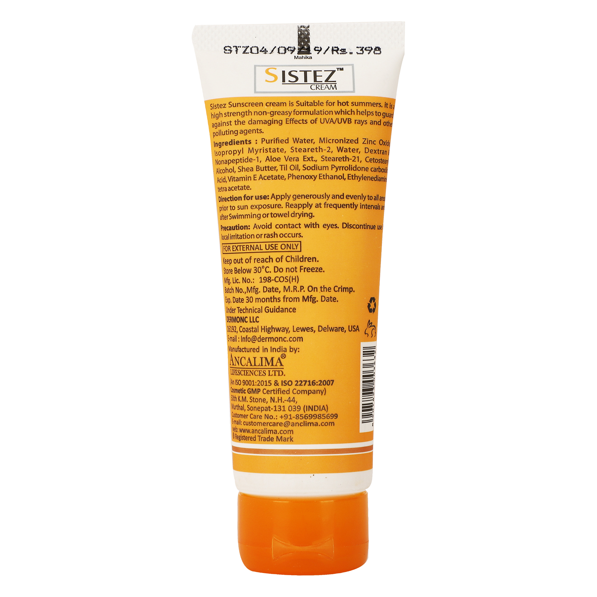 Sistez Mineral Sunscreen 60gm - Gallery Image