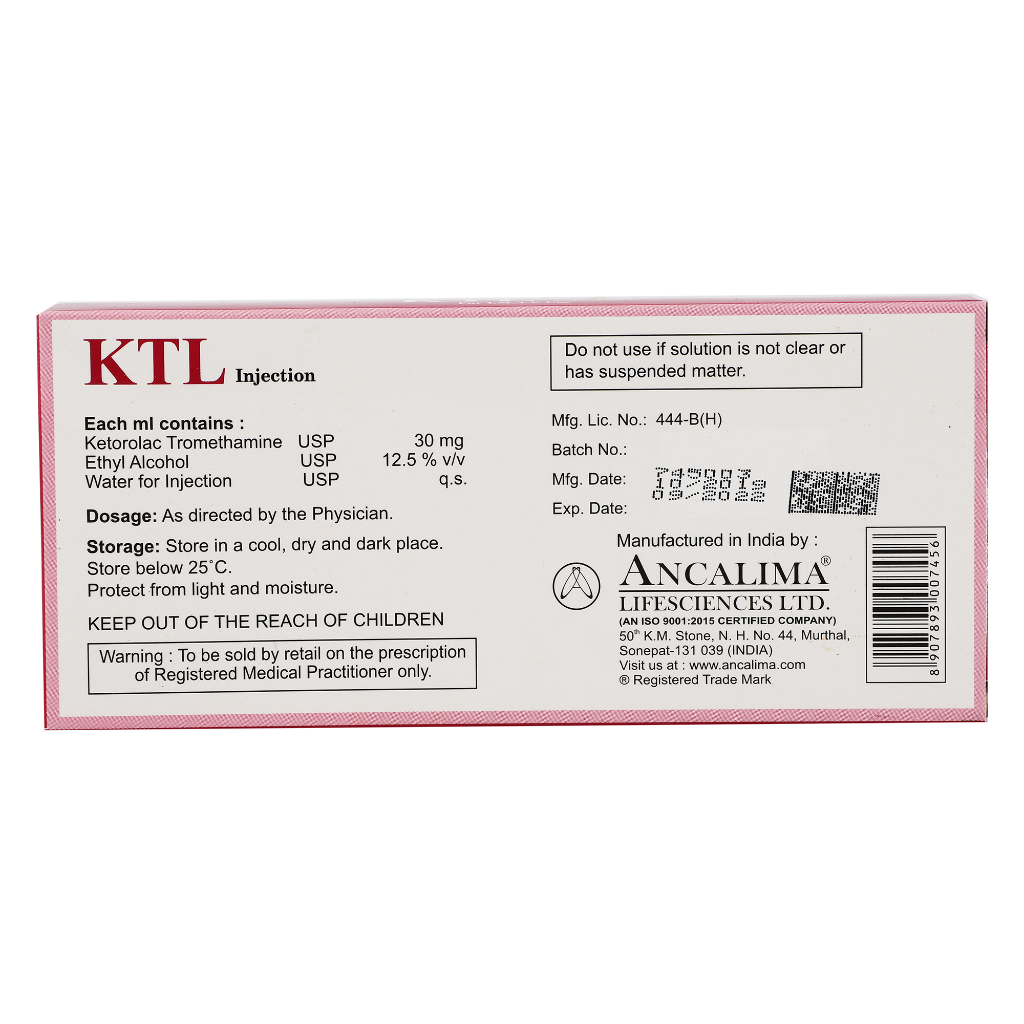 Thumbnail for Ketrolac Tromethamine Injection 30mg/1ml