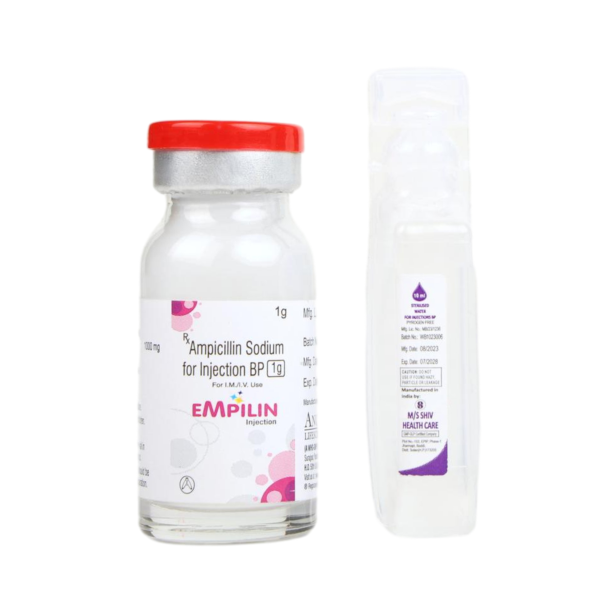 Thumbnail for Combipack of Ampicillin Injection 1gm with 10ml FFS WFI