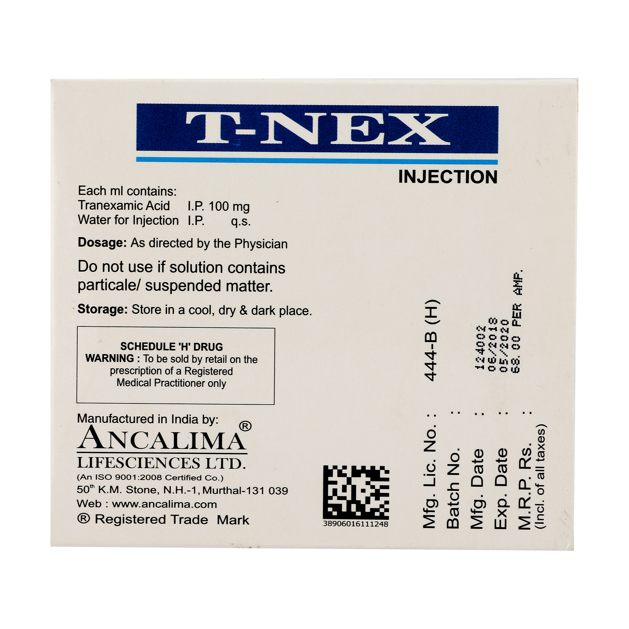 Thumbnail for Tranexamic Acid Injection BP (100mg/ml)
